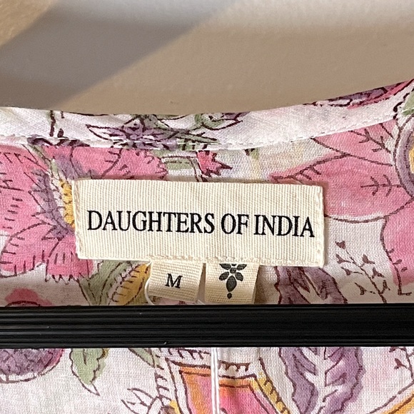 NWT Daughters of India 100% Cotton Fuchsia Bloom Kyra Midi Dress Sz M - Picture 3 of 9